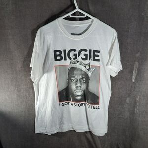 The Notorious B.I.G. Biggie I Got A Story To Tell Photo White Graphic Tee VG L